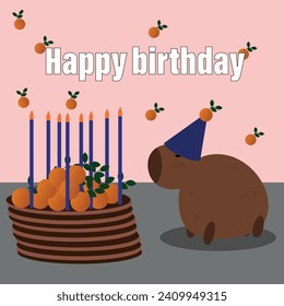 capybara celebrates his birthday with a big cake