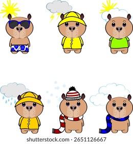 capybara character cartoon pack collection in vector art