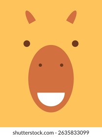 Capybara character. Cute face of animal for baby card, poster, baby shower invitation, nursery wall art, room decoration, printing on fabric, postcard. Flat vector illustration. Picture for applique