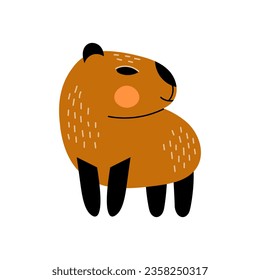 Capybara childish print. Cute South America wildlife animal in minimal Scandinavian flat style. Vector illustration.