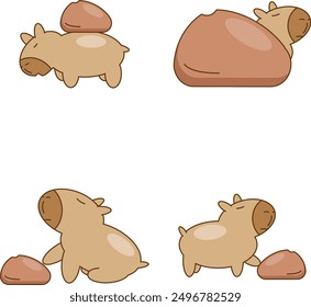 Capybara, collection set farm animal