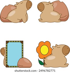 Capybara, collection set farm animal