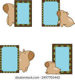 Capybara, collection set farm animal