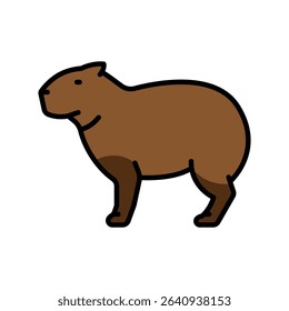 capybara color line icon for digital and print projects. South american animals. Minimal clean icons for apps and websites. Modern simple icons for UI UX and branding
