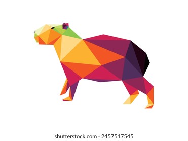 Capybara in bunter Polygon-Vektorgrafik. Niedriger Poly-Abstrakte von Capybara-Tier. Bunte Capybara Logo Vektorgrafik