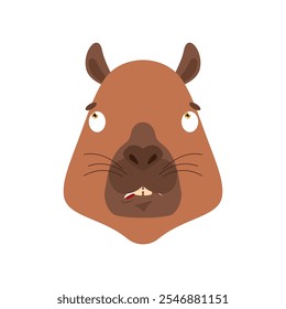 Capybara confundiu emoji face avatar. Animais selvagens são emoções perplexas. surpresa dos roedores. Ilustração vetorial