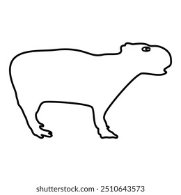 Capybara contour outline line icon black color vector illustration image thin flat style