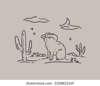 Capybara cowboy in the wild west desert