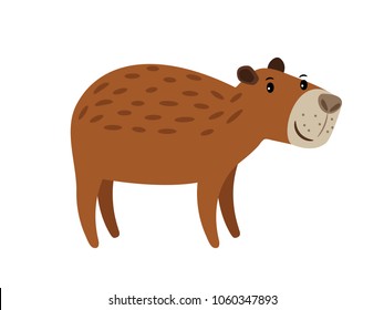 Capybara cute brown cartoon animal icon isolated on white background, vector illustration