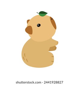 Capybara niedlich auf einem weißen Hintergrund, Vektor-Illustration. Nettes lustiges Capybara Cartoon Portrait, volles Gesicht. Trendy Tier. Zum Bedrucken auf Stoff, Postkarte, Wickelpapier, Kinderparty, Babydusche, Kunst