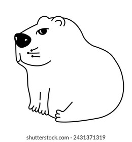 Capybara Cutwater Animal. Vector stock illustration. funny rodent.  cute Capybara. Drawing of an animal in doodle style.  isolated on a white background.