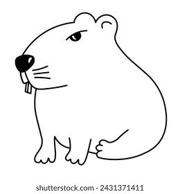 Capybara Cutwater Animal. Vector stock illustration. funny rodent.  cute Capybara. Drawing of an animal in doodle style.  isolated on a white background.