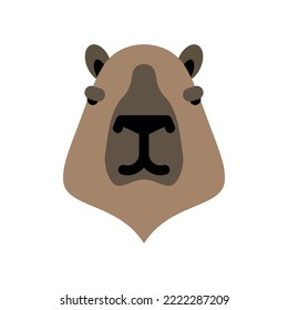 Capybara face isolated. Head guinea pig Vector illustration