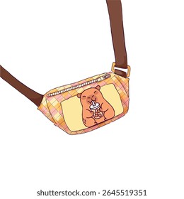 capybara fanny pack illustration. tshirt graphic print pattern. kids clothing, fashion and more