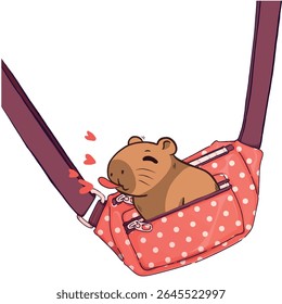capybara fanny pack illustration. tshirt graphic print pattern. kids clothing, fashion and more