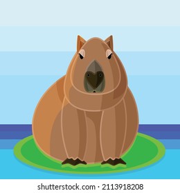 Capybara In Flat Vector Illustration