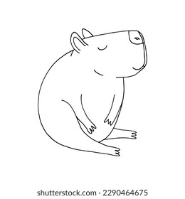 capybara hand drawn in doodle style. cute animal in a simple line drawing. suitable for icon, sticker, decor. 