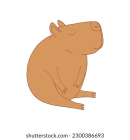 capybara hand drawn in doodle style. cute animal suitable for icon, sticker, decor. 