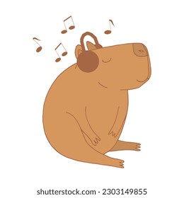 capybara hand drawn in doodle style. cute animal in a simple line drawing. suitable for icon, sticker, decor.