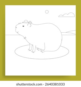 capybara in a hat coloring page