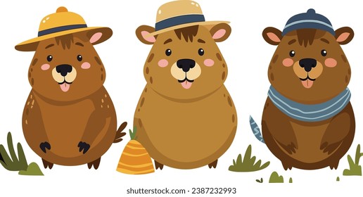 Capybara in a hat, spreading joy with its infectious grin.