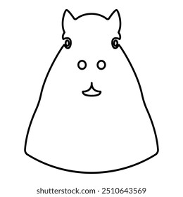 Capybara head contour outline line icon black color vector illustration image thin flat style