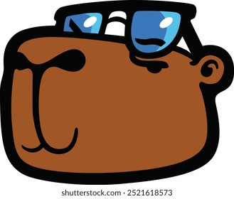 Capybara Cabeça com Óculos de Sol Frescos