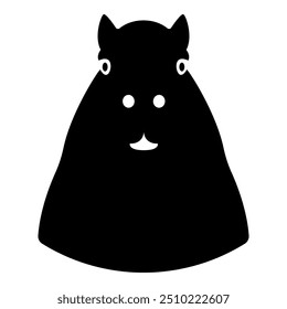 Capybara head icon black color vector illustration image flat style