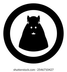 Capybara head icon in circle round black color vector illustration image solid outline style