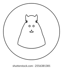 Capybara head icon in circle round black color vector illustration image outline contour line thin style