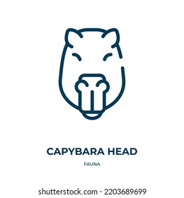 Capybara head icon. Linear vector illustration from fauna collection. Outline capybara head icon vector. Thin line symbol for use on web and mobile apps, logo, print media.