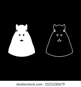 Capybara head set icon white color vector illustration image solid fill outline contour line thin flat style