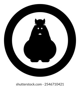 Capybara icon in circle round black color vector illustration image solid outline style