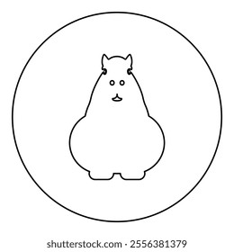 Capybara icon in circle round black color vector illustration image outline contour line thin style