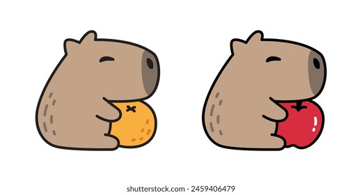 capibara icon Vector naranja manzana fruta