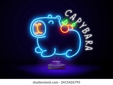 Capybara-Symbol. Vector Outline Editable Sign of the Größte Rodent, Exotic South American Animal.