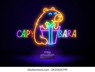 Capybara-Symbol. Vector Outline Editable Sign of the Größte Rodent, Exotic South American Animal.