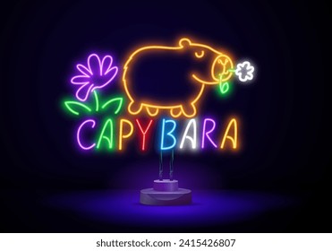 Capybara-Symbol. Vector Outline Editable Sign of the Größte Rodent, Exotic South American Animal.