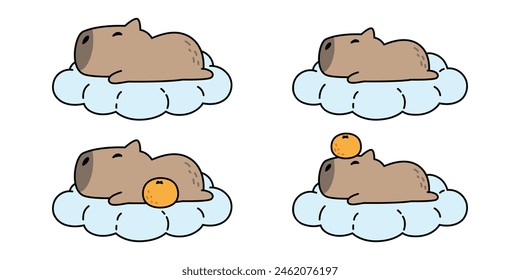 capibara icono Vector naranja nubes fruta