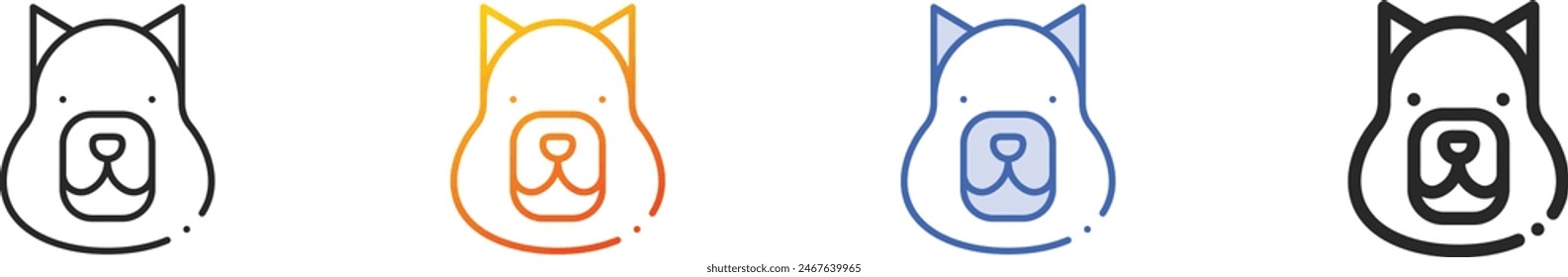 capybara icon.Thin Linear, Gradient, Blue Stroke and bold Style Design Isolated On White Background