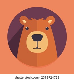 Capybara illustration in brown colors. Wild animals illustration icon in flat style