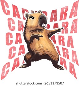 Capybara illustration. Children's clothing fashion, clothing print pattern. Fashion and more