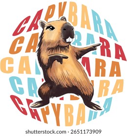 Capybara illustration. Children's clothing fashion, clothing print pattern. Fashion and more