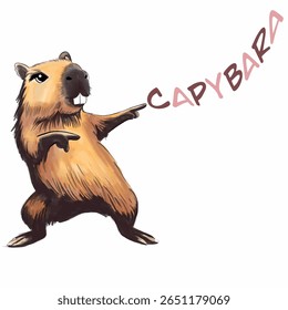 Capybara illustration. Children's clothing fashion, clothing print pattern. Fashion and more