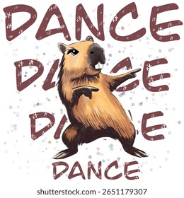 Capybara illustration. Children's clothing fashion, clothing print pattern. Fashion and more