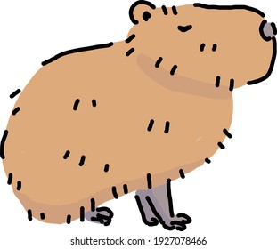 Capybara Illustration Rough Cute Kawaii