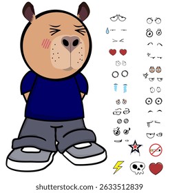 capybara kid expressions coleção de pacotes em arte vetorial