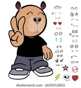 capybara kid expressions coleção de pacotes em arte vetorial