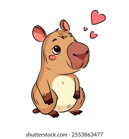 Capybara in love, Love, Valentine's Day, holiday, birthday, Design for postcard, packaging, fabric. Vector illustration