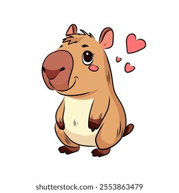 Capybara in love, Love, Valentine's Day, holiday, birthday, Design for postcard, packaging, fabric. Vector illustration